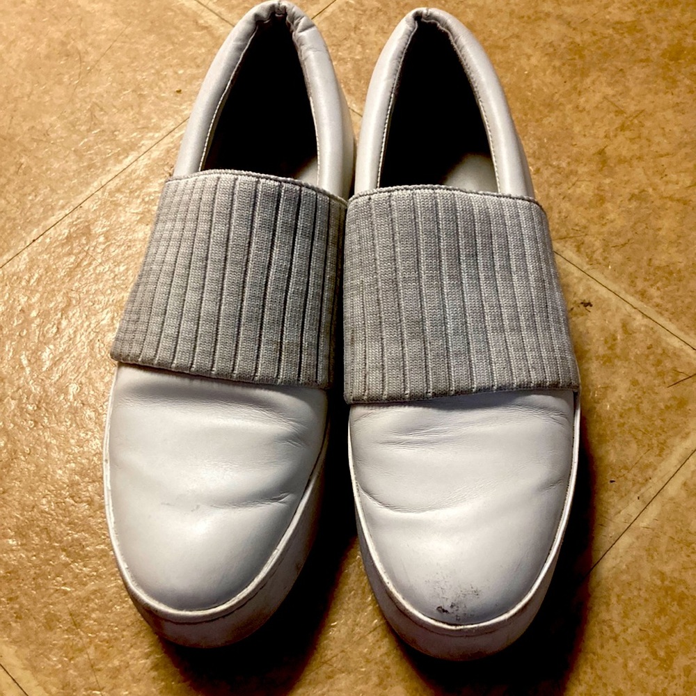 Vince white leather slip on